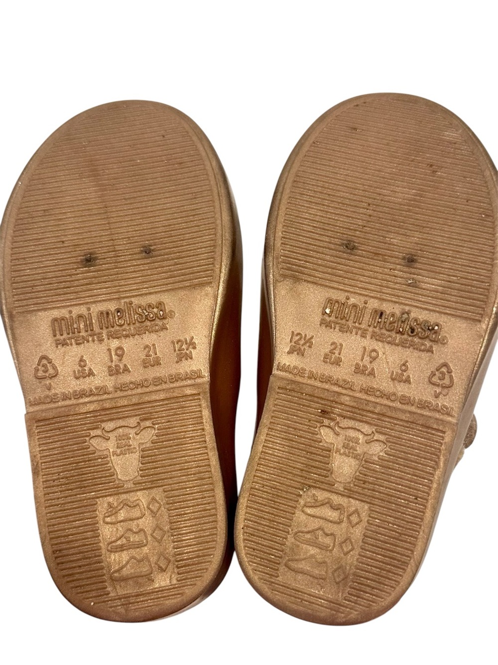 Mini Melissa Sweet Love Cap Mary Jane Gold Ballet Flats with Bow - Size: 6 - Picture 6 of 10